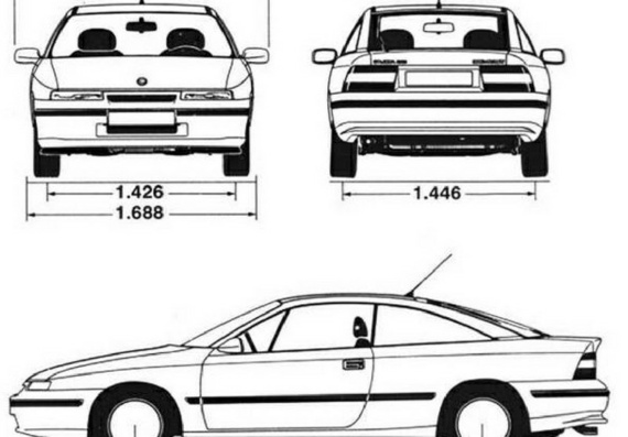 Opel Calibra (Опель Калибра) - чертежи (рисунки) автомобиля